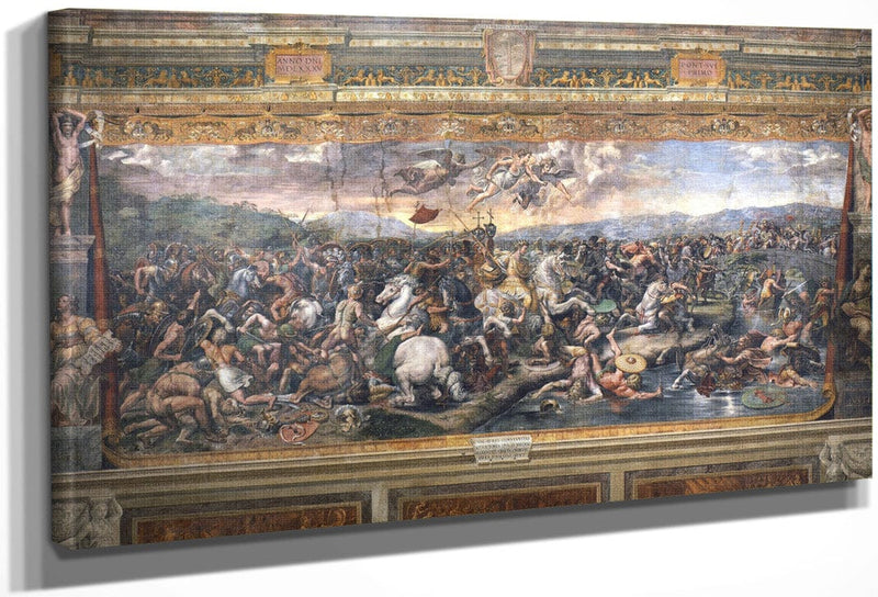 Constantine's Battle At The Milvian Bridge By Raphael Fine Art Print