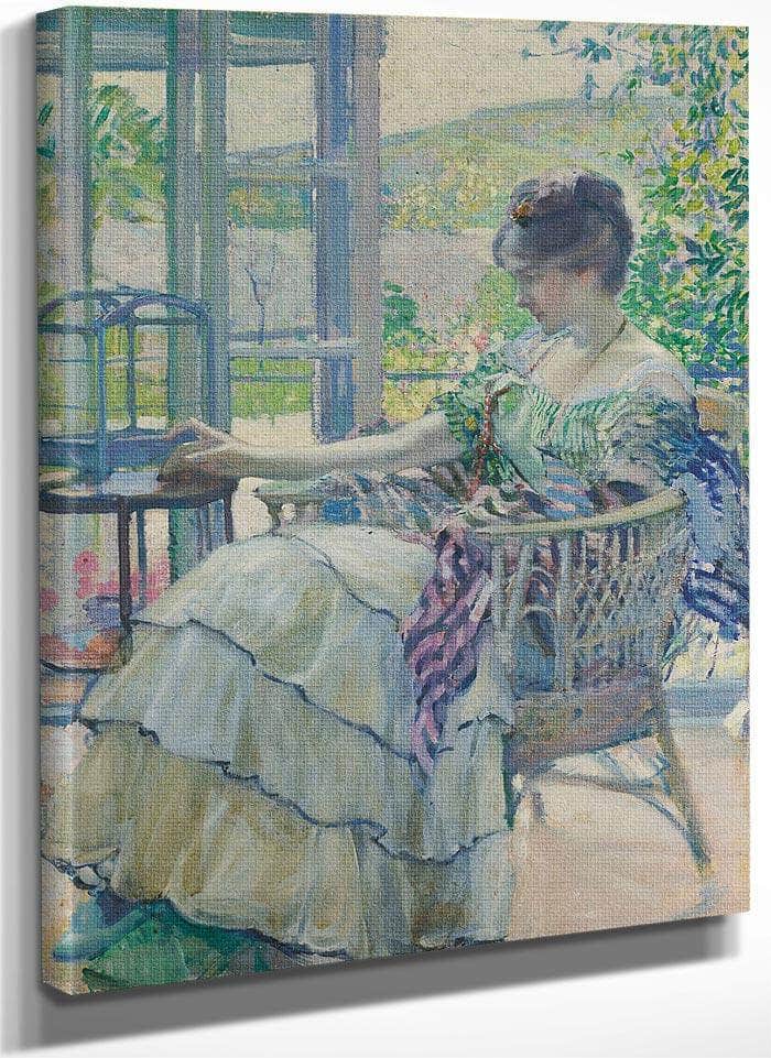 Contemplation (Woman Seated Next To Birdcage) By Richard Edward Miller Fine Art Print