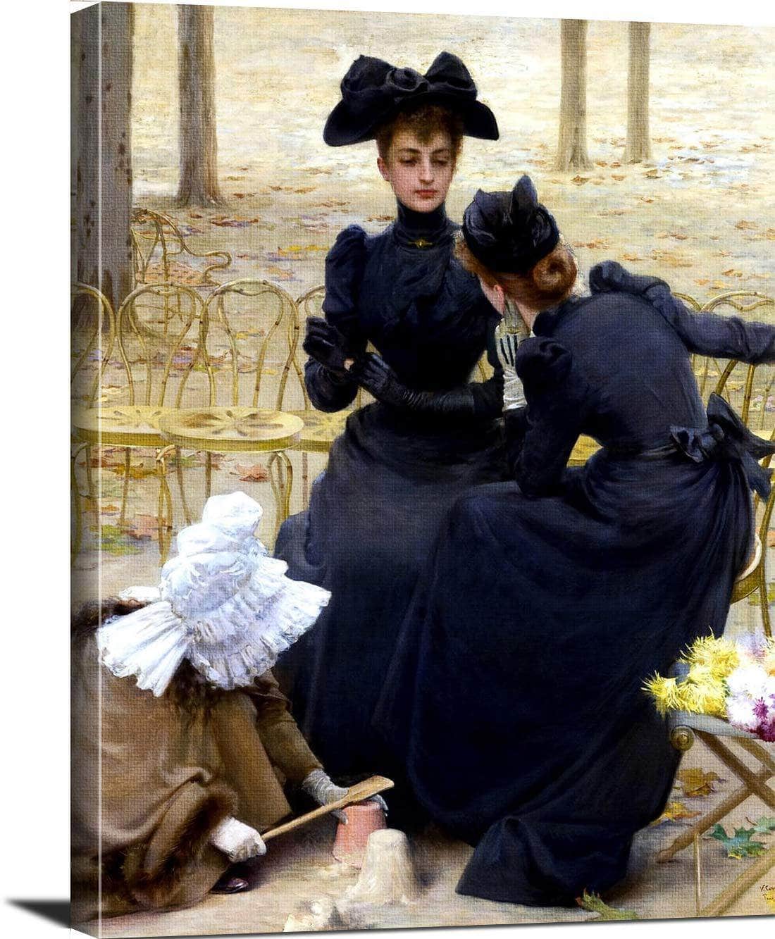 Conversation In The Luxembourg Garden Painting Corcos Canvas Art Fine Art Print