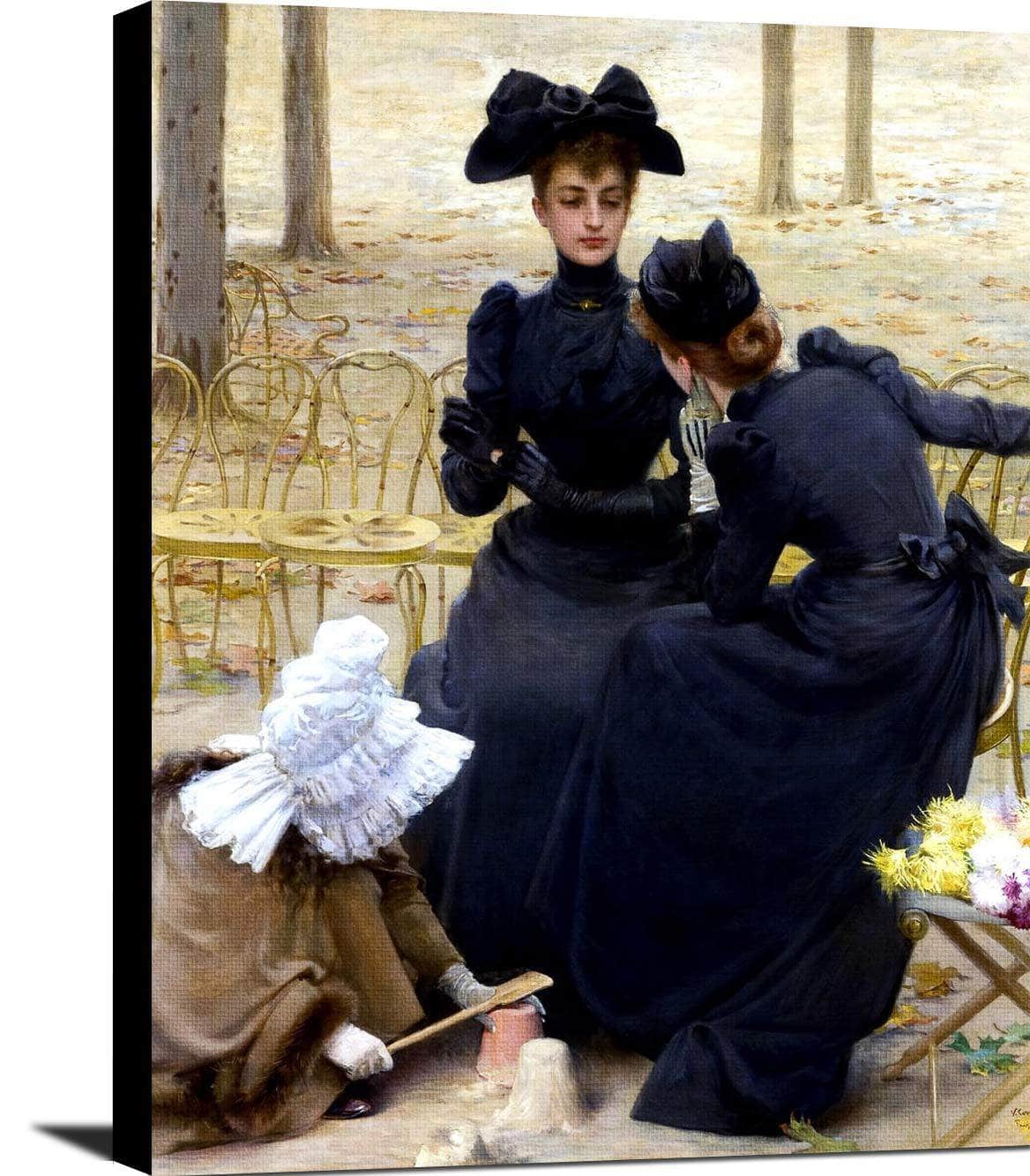 Conversation In The Luxembourg Garden Painting Corcos Canvas Art Fine Art Print