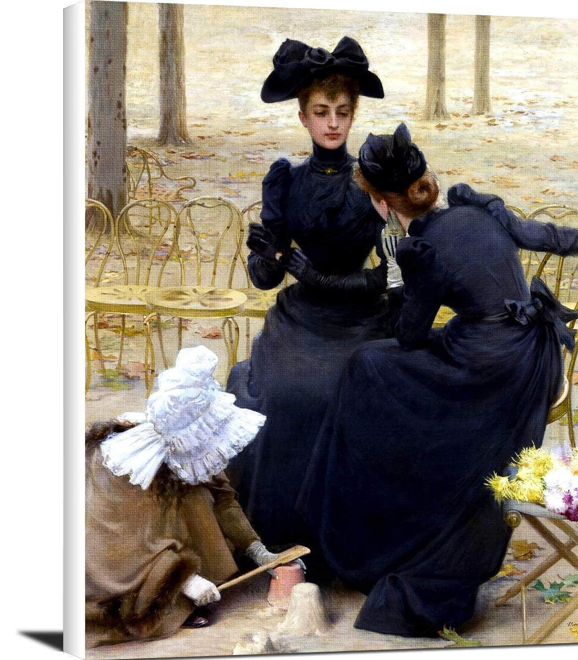 Conversation In The Luxembourg Garden Painting Corcos Canvas Art Fine Art Print