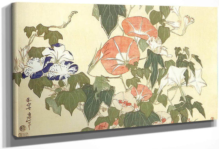 Convolvulus And Tree Frog By Hokusai Fine Art Print