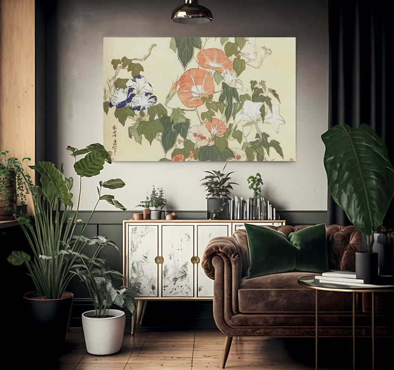 Convolvulus And Tree Frog By Hokusai Fine Art Print