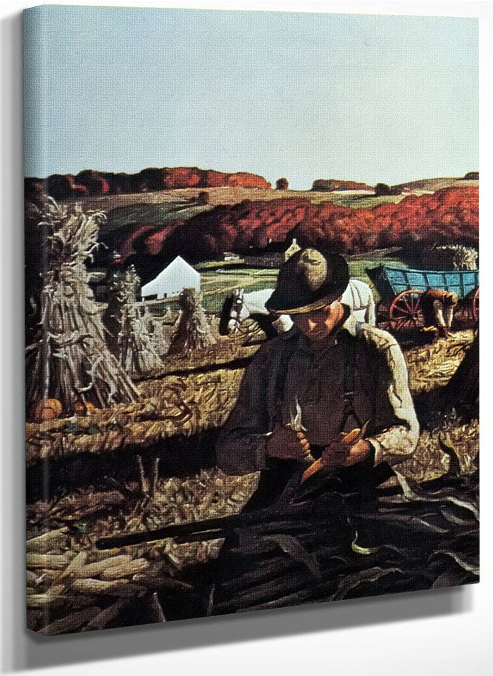 Corn Harvest In The Hill Country By NC Wyeth Fine Art Print