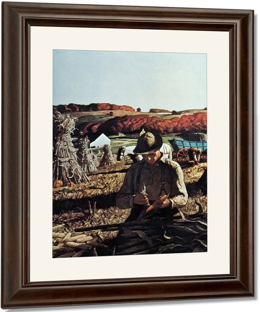 Corn Harvest In The Hill Country By NC Wyeth Fine Art Print