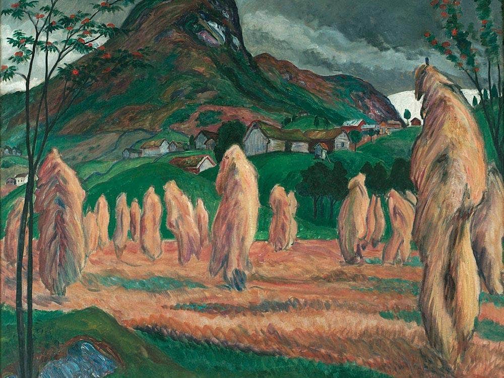 Corn Stooks By Nicolai Astrup Fine Art Print