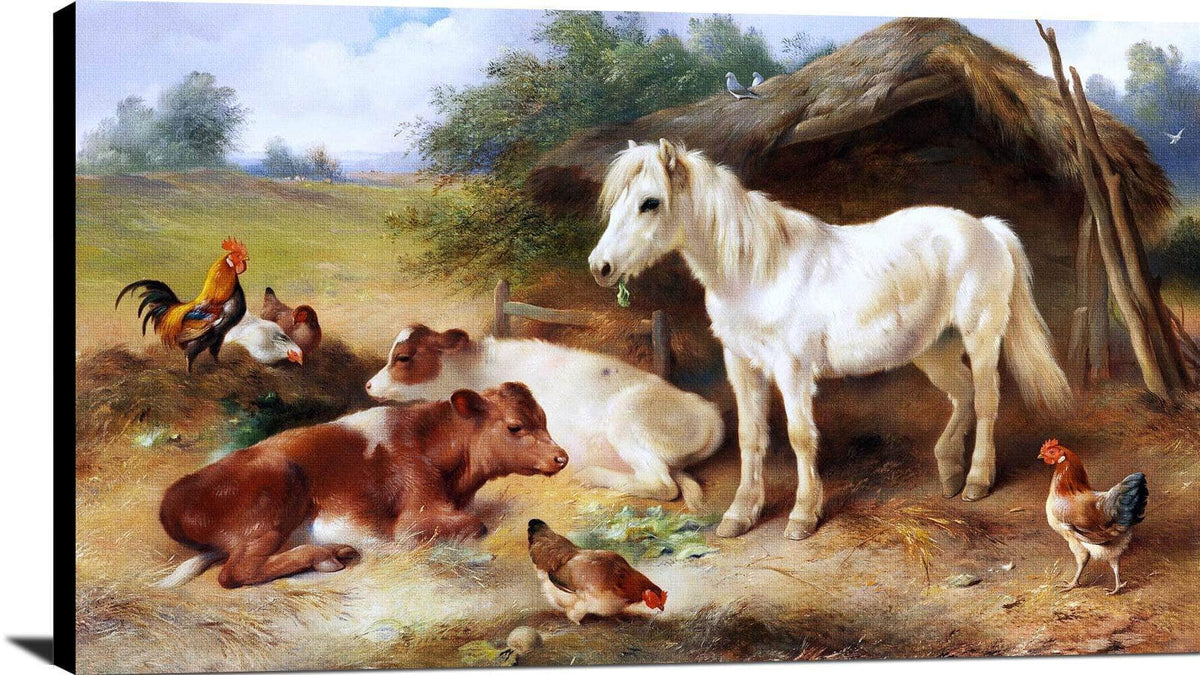 Corner Of Farmyard Painting Walter Hunt Canvas Art Fine Art Print