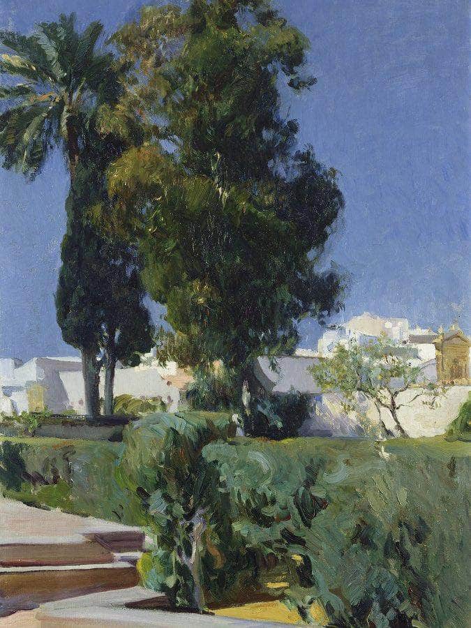 Corner Of The Garden Alcazar Sevilla By Joaquin Sorolla Y Bastida Fine Art Print