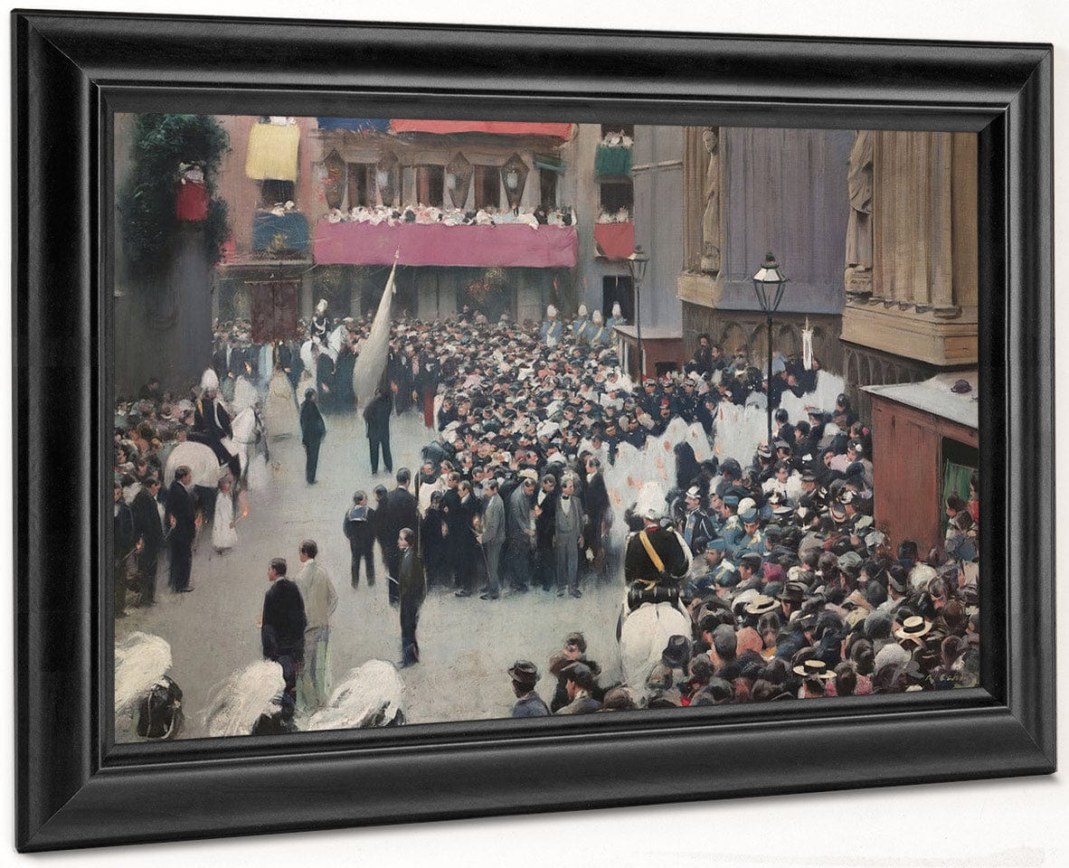 Corpus. Sortida De La Processo De L'esglesia De Santa Maria. Barcelona By Ramon Casas Fine Art Print