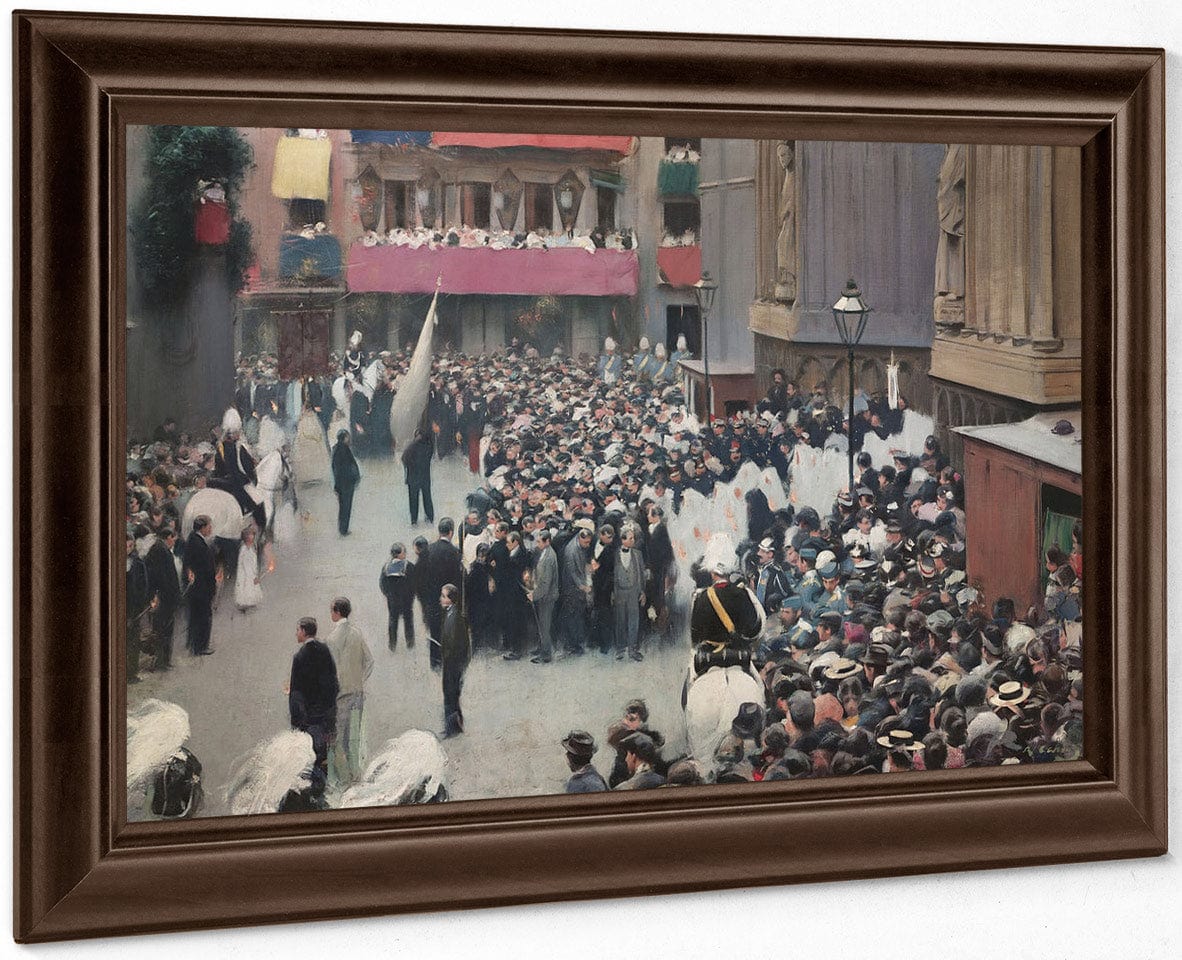 Corpus. Sortida De La Processo De L'esglesia De Santa Maria. Barcelona By Ramon Casas Fine Art Print