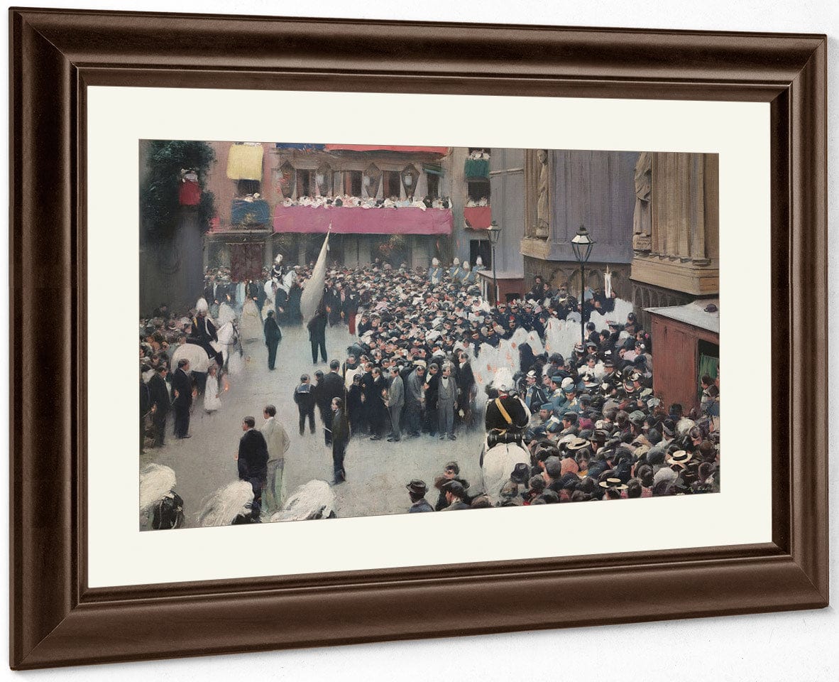 Corpus. Sortida De La Processo De L'esglesia De Santa Maria. Barcelona By Ramon Casas Fine Art Print