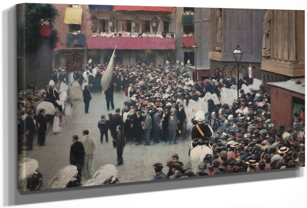 Corpus. Sortida De La Processo De L'esglesia De Santa Maria. Barcelona By Ramon Casas Fine Art Print