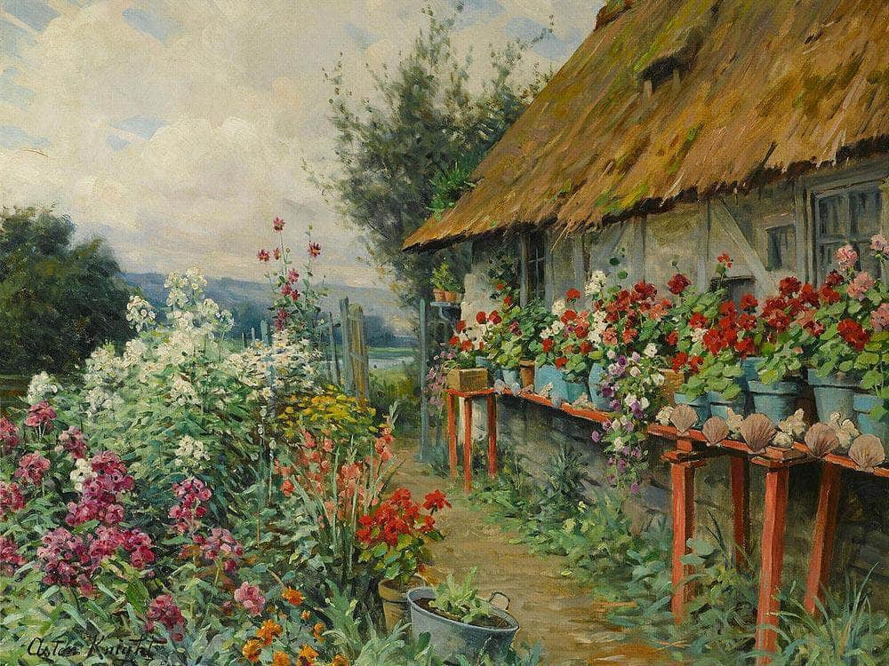 Cottage Garden In Bloom, Paris By Louis Aston Knight Fine Art Print