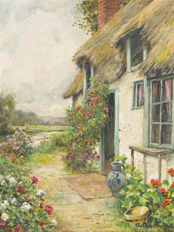 Cottage Gardens By Louis Aston Knight Fine Art Print