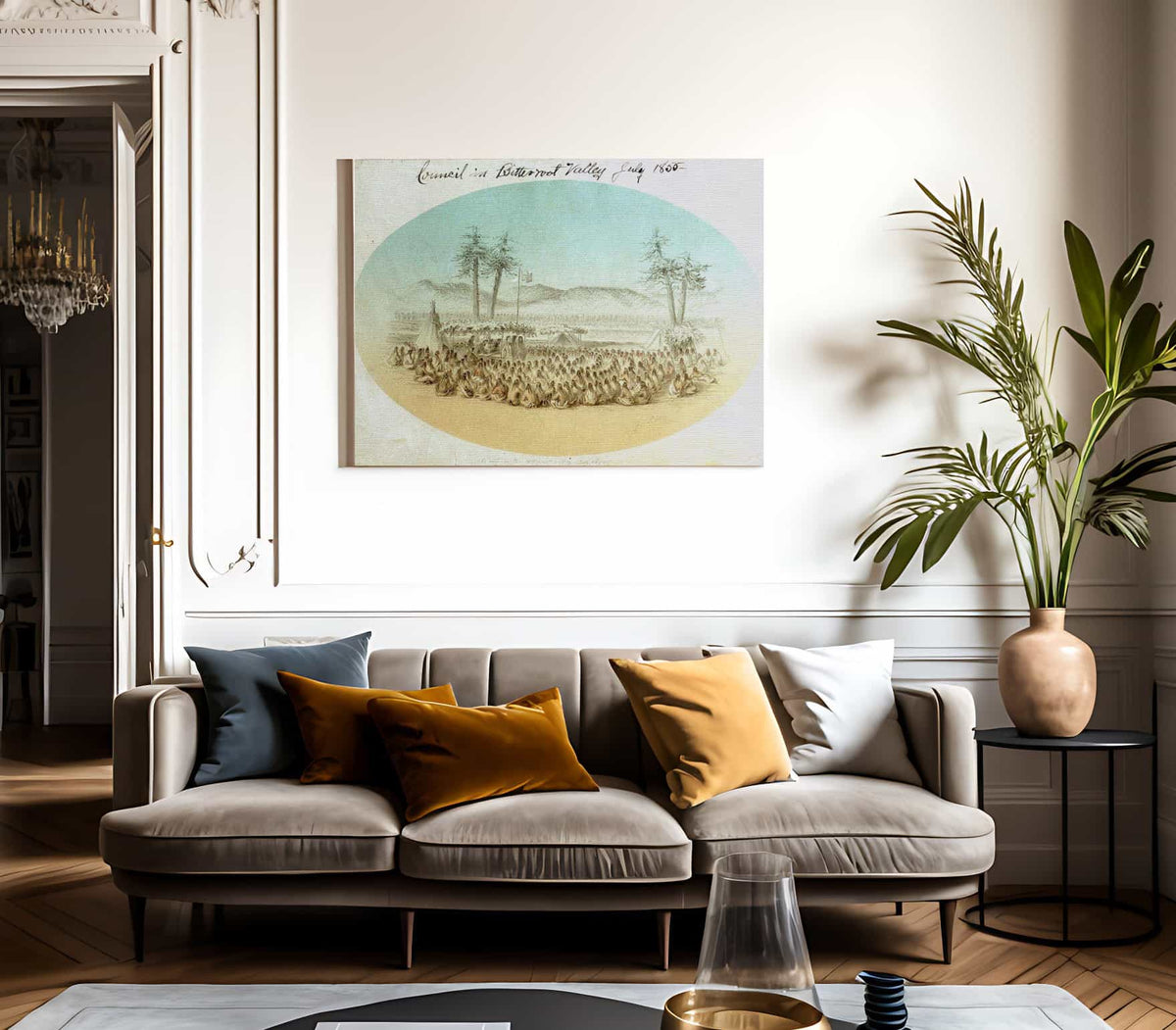 Council In Bitterroot Valley July 1855 By Gustav Sohon Fine Art Print