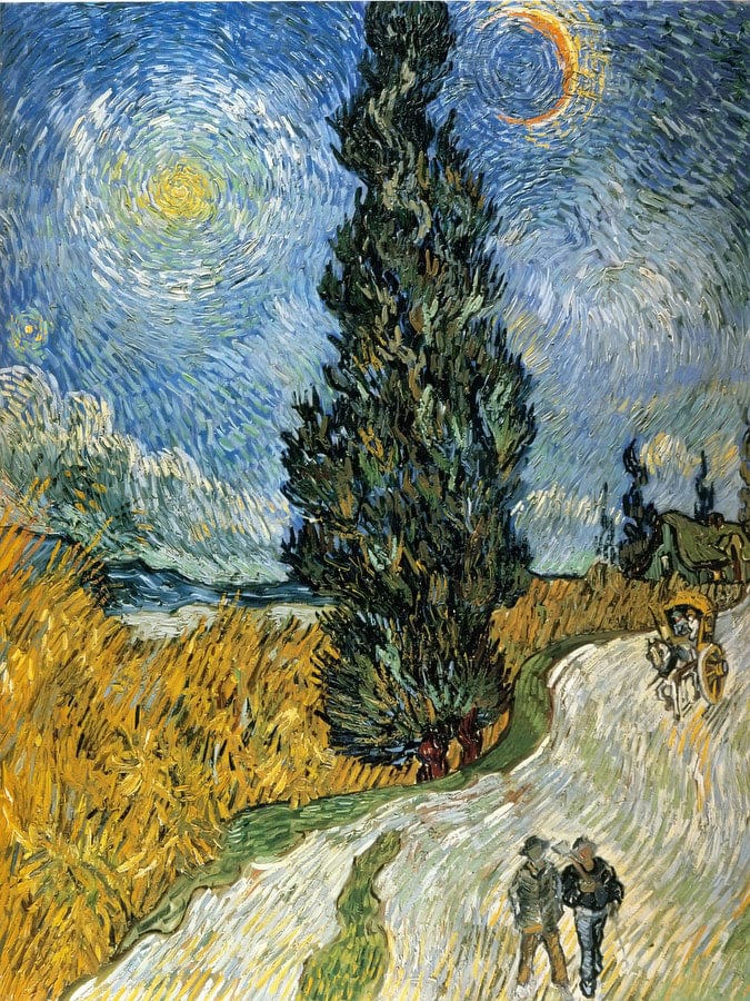 Country Road In Provence By Night By Vincent Van Gogh Fine Art Print