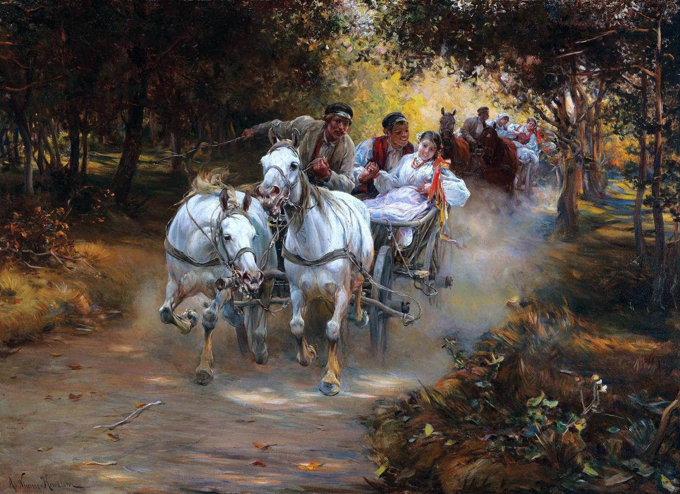Country Wedding Painting Alfred Von Wierusz Kowalski Canvas Art Fine Art Print