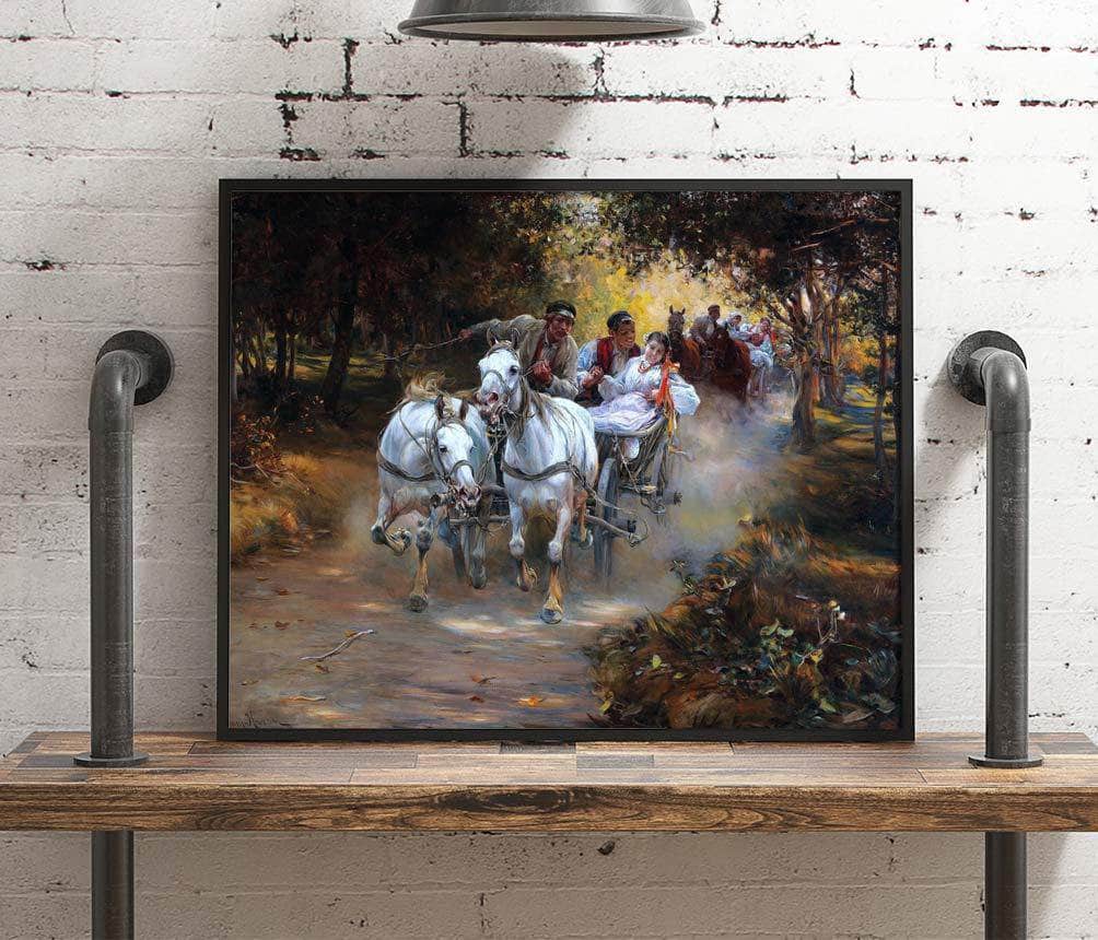Country Wedding Painting Alfred Von Wierusz Kowalski Canvas Art Fine Art Print