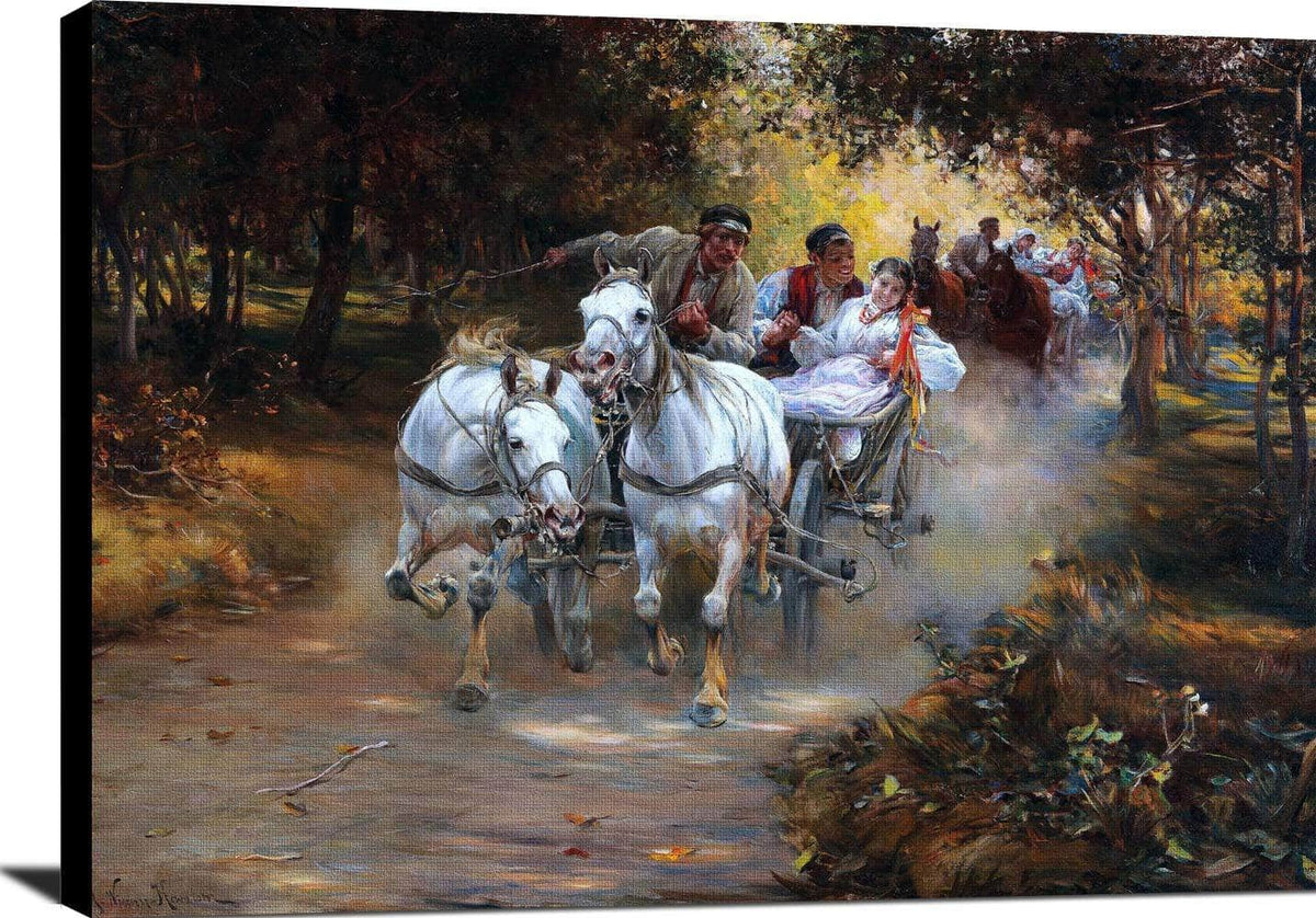 Country Wedding Painting Alfred Von Wierusz Kowalski Canvas Art Fine Art Print