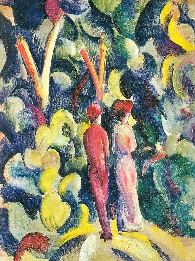 Couple Waking On A Path By August Macke Fine Art Print