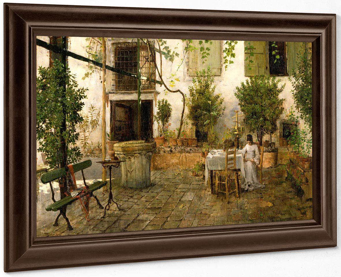 Courtyard In Venice By  Chase William Merritt Fine Art Print