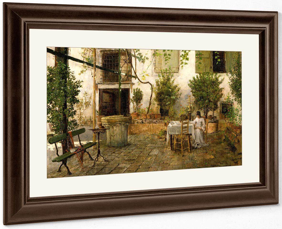 Courtyard In Venice By  Chase William Merritt Fine Art Print