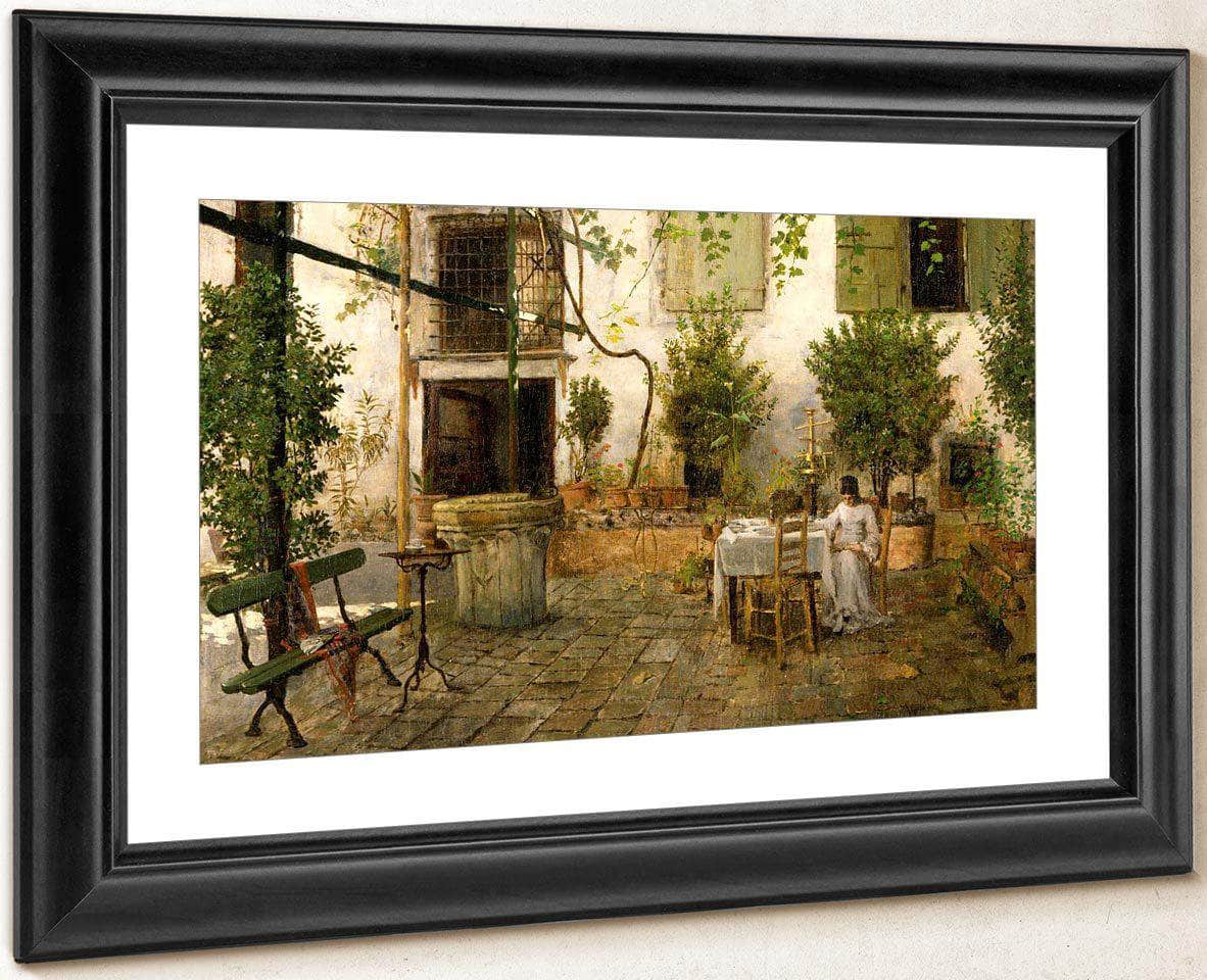 Courtyard In Venice By  Chase William Merritt Fine Art Print