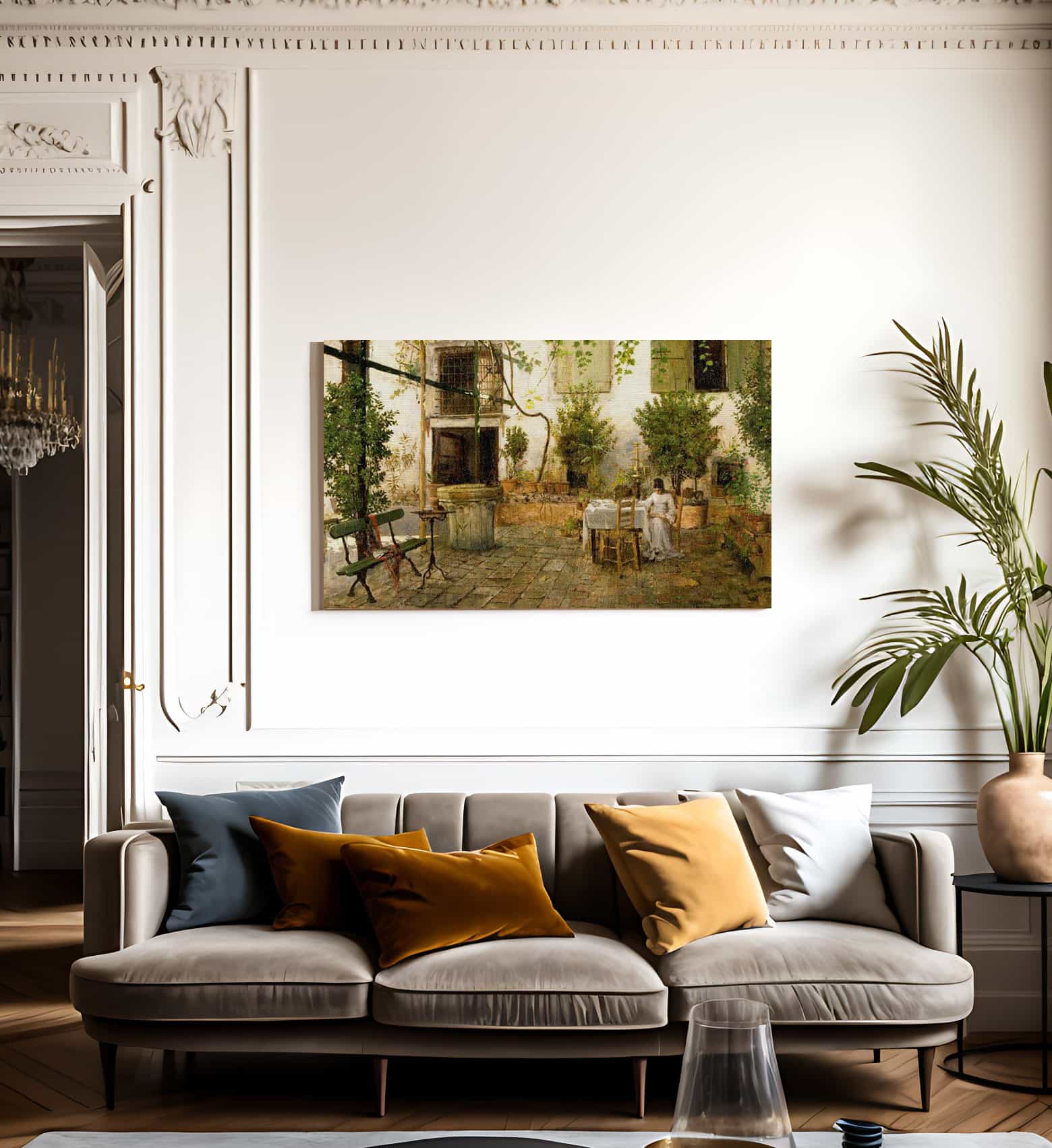 Courtyard In Venice By  Chase William Merritt Fine Art Print