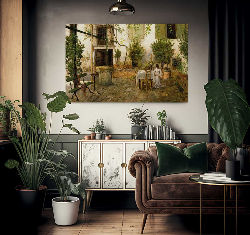 Courtyard In Venice By  Chase William Merritt Fine Art Print