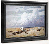 Covered Wagons Heading West By NC Wyeth Fine Art Print