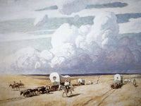 Covered Wagons Heading West By NC Wyeth Fine Art Print
