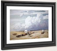 Covered Wagons Heading West By NC Wyeth Fine Art Print