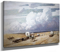 Covered Wagons Heading West By NC Wyeth Fine Art Print