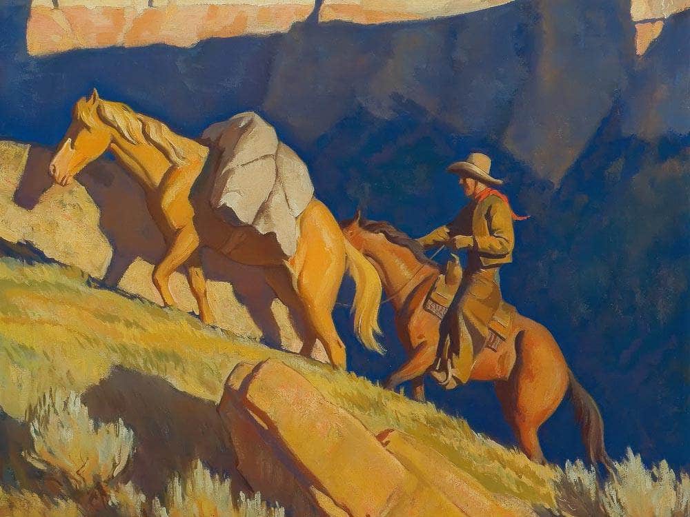 Cowboy And Packhorse By Maynard Dixon Fine Art Print