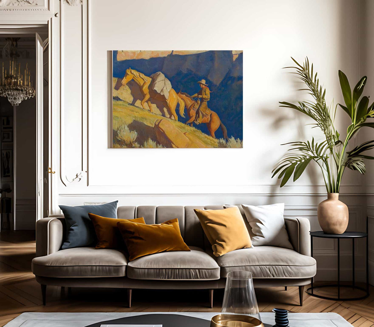 Cowboy And Packhorse By Maynard Dixon Fine Art Print