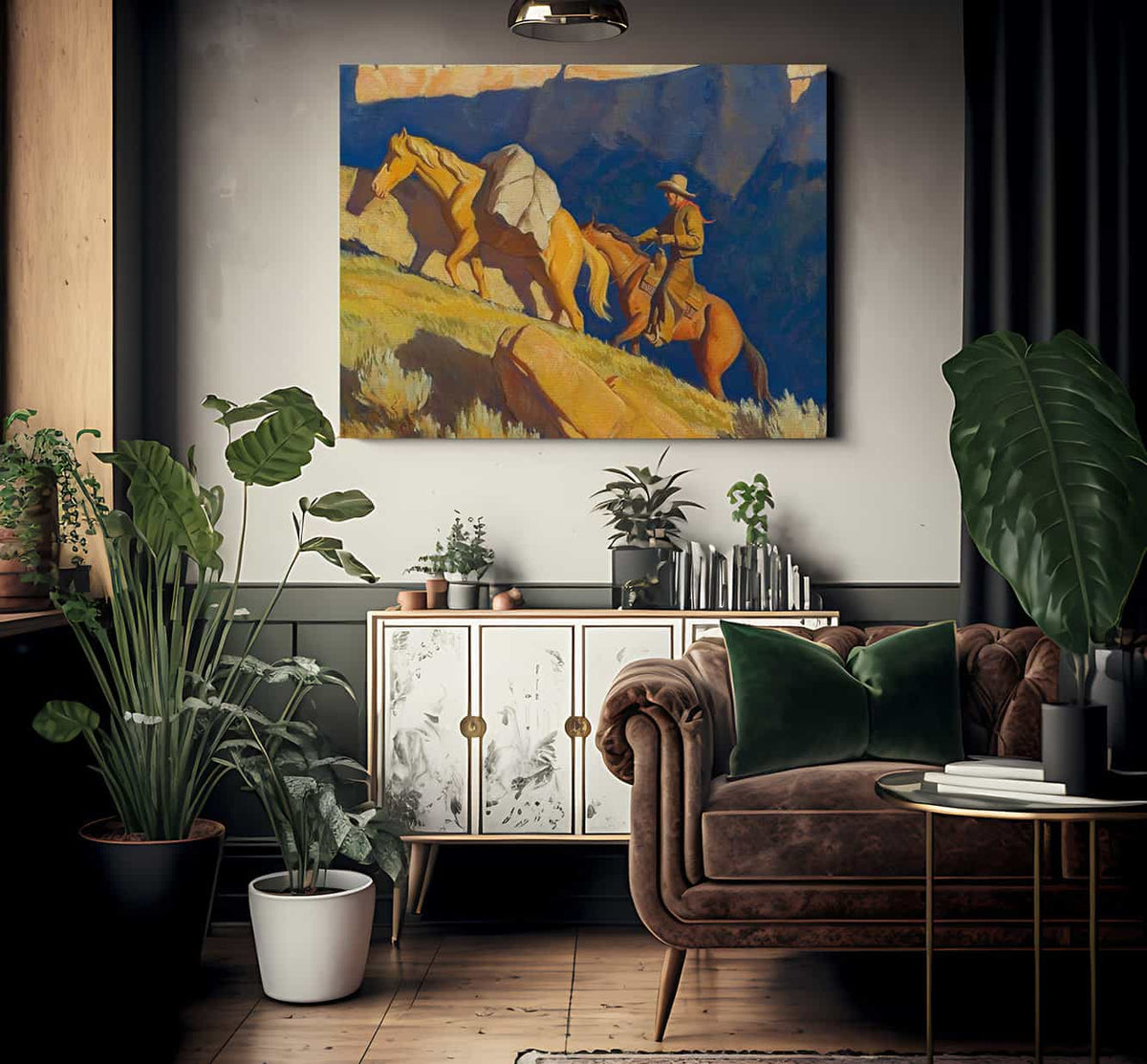 Cowboy And Packhorse By Maynard Dixon Fine Art Print