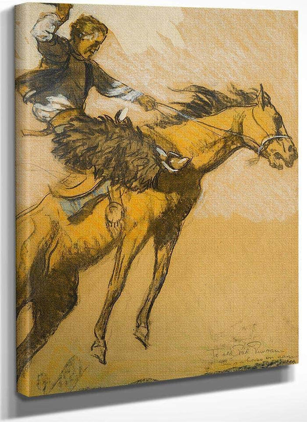 Cowboy On A Bucking Horse (To Old Dad Duncan) By Maynard Dixon Fine Art Print
