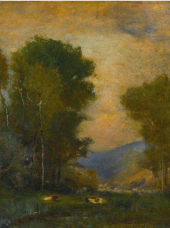 Cows By A Stream By George Inness Fine Art Print