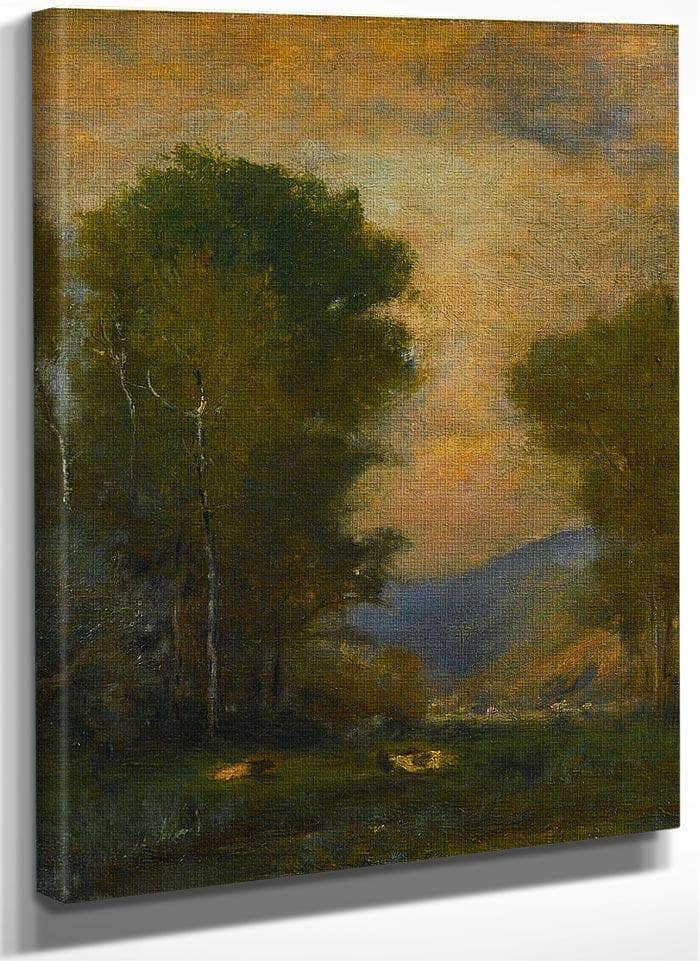 Cows By A Stream By George Inness Fine Art Print