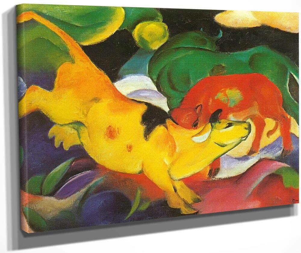 Cows Yellow Red Green By Franz Marc Fine Art Print
