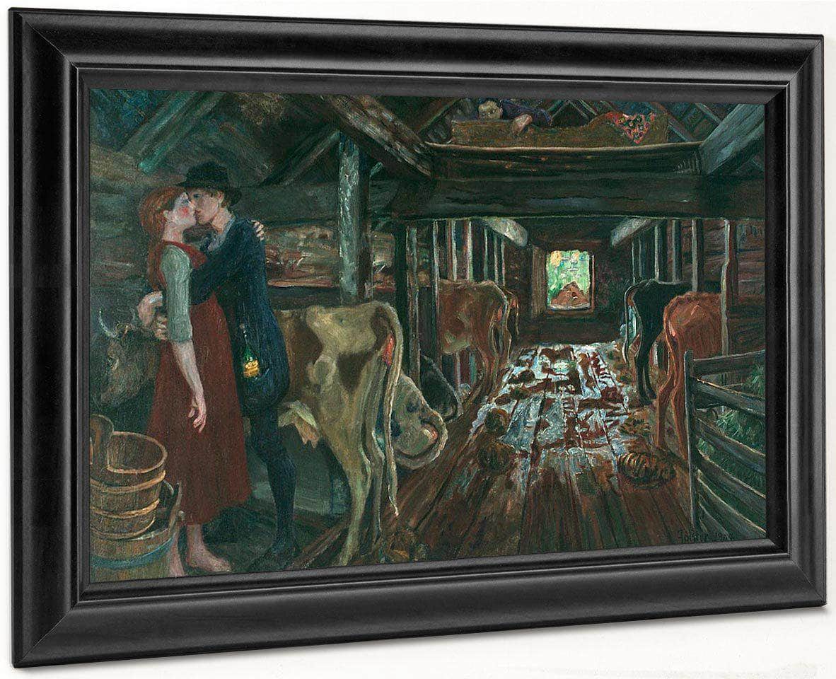 Cowshed Courtship By Nicolai Astrup Fine Art Print