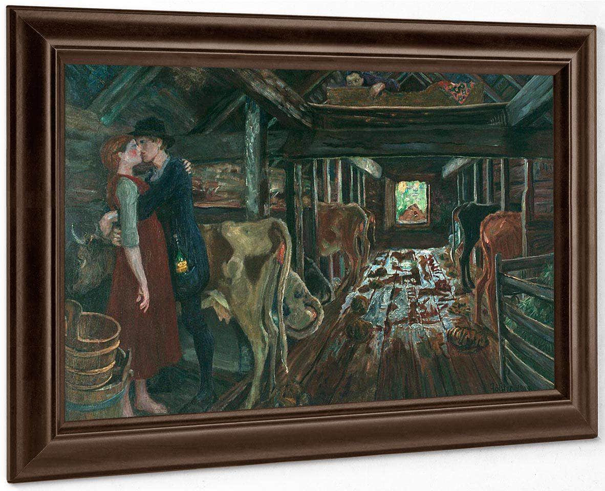 Cowshed Courtship By Nicolai Astrup Fine Art Print