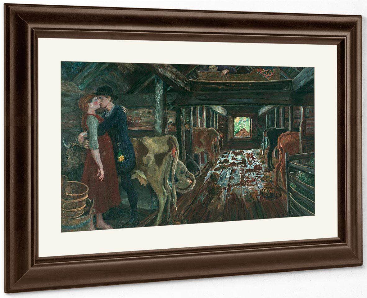 Cowshed Courtship By Nicolai Astrup Fine Art Print