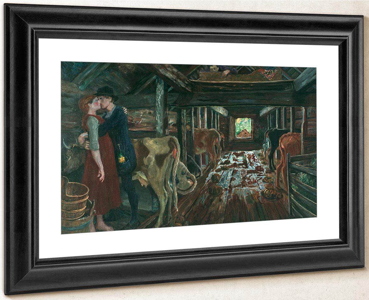Cowshed Courtship By Nicolai Astrup Fine Art Print
