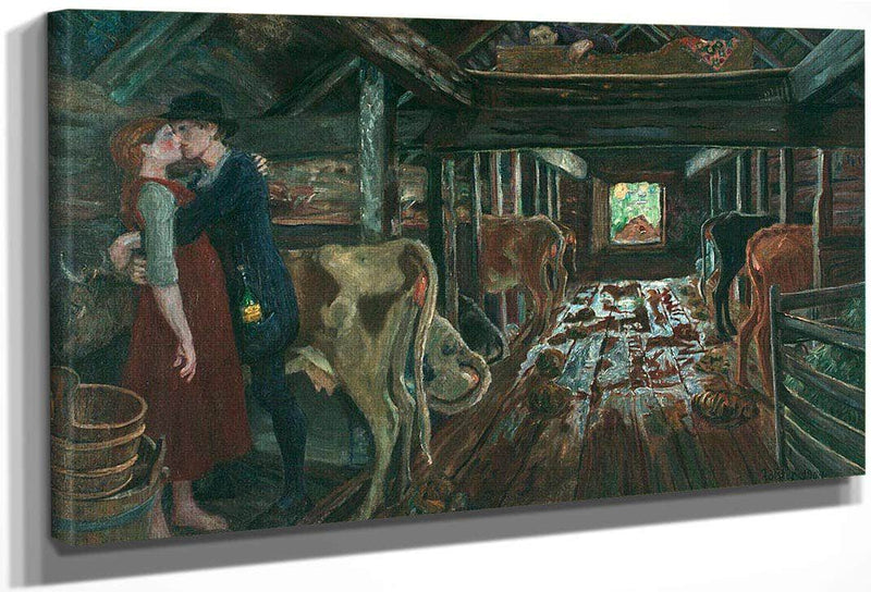 Cowshed Courtship By Nicolai Astrup Fine Art Print