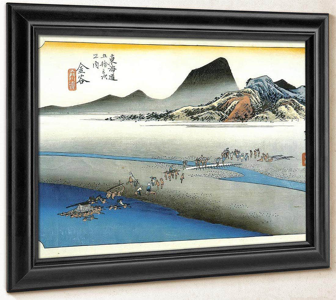 Crossing A Wide River By Hiroshige Fine Art Print