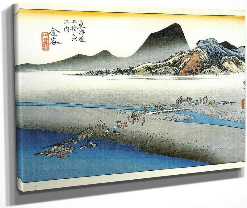 Crossing A Wide River By Hiroshige Fine Art Print