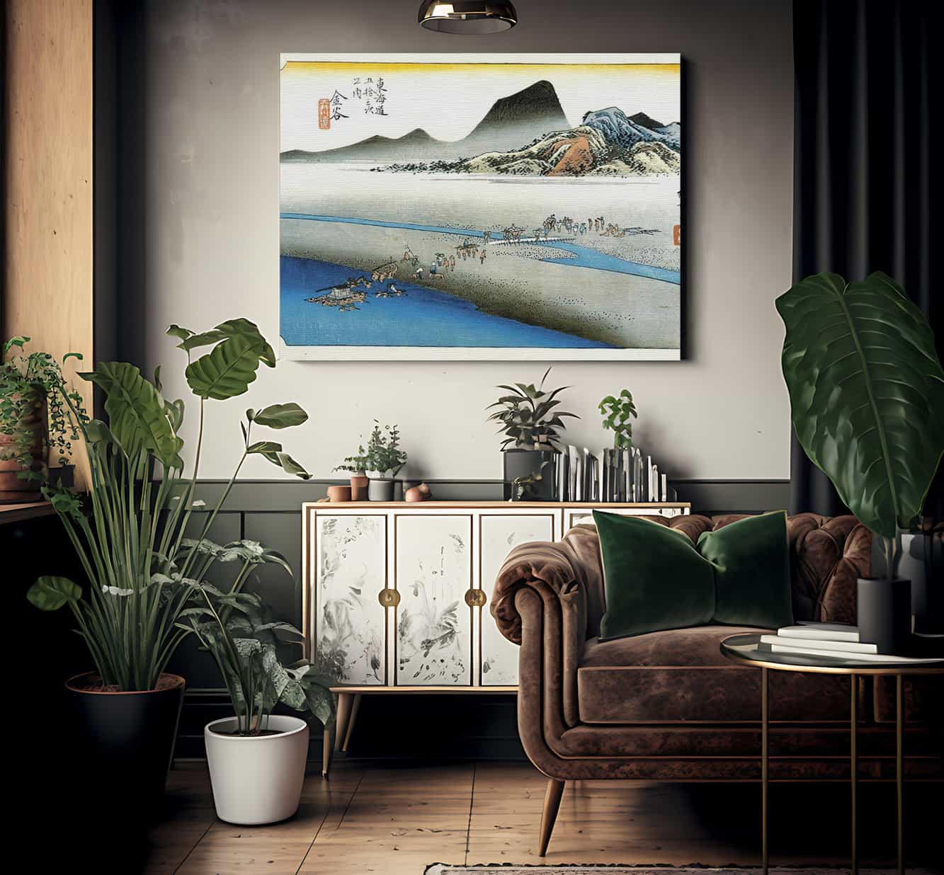 Crossing A Wide River By Hiroshige Fine Art Print