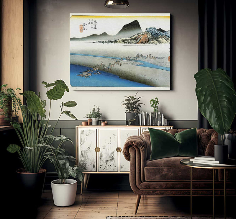 Crossing A Wide River By Hiroshige Fine Art Print