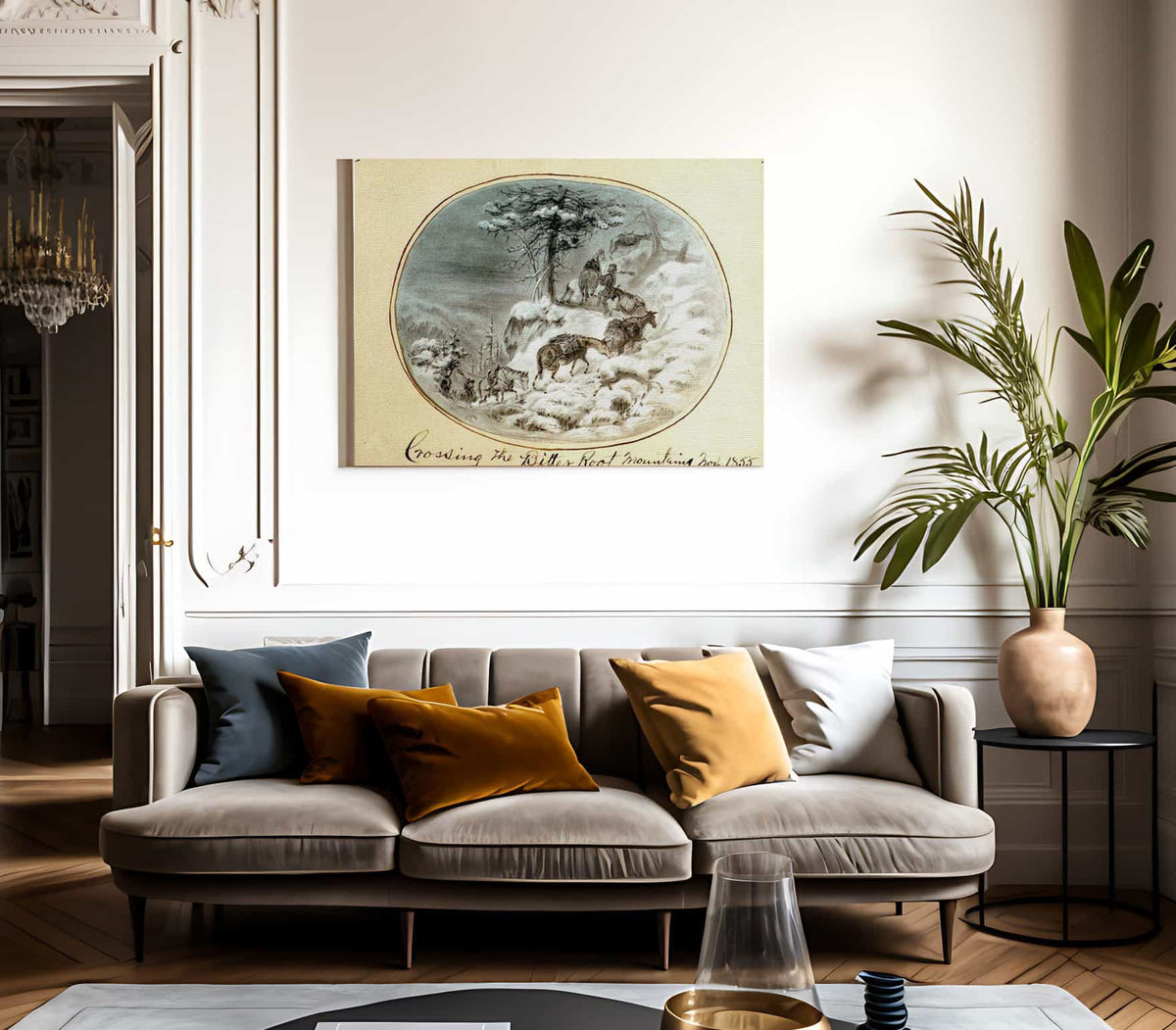 Crossing The Bitterroot Mountains By Gustav Sohon Fine Art Print